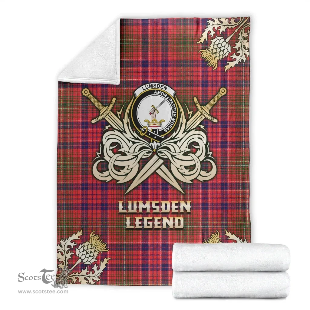 Scottish Premium Blanket Lumsden Modern Clan Tartan Blanket - Gold Courage Style Scottish Plaid Tartan Plaid