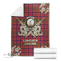 Scottish Premium Blanket Lumsden Modern Clan Tartan Blanket - Gold Courage Style Scottish Plaid Tartan Plaid