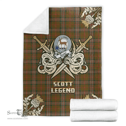 Scottish Premium Blanket Scott Brown Modern Clan Tartan Blanket - Gold Courage Style Scottish Plaid Tartan Plaid