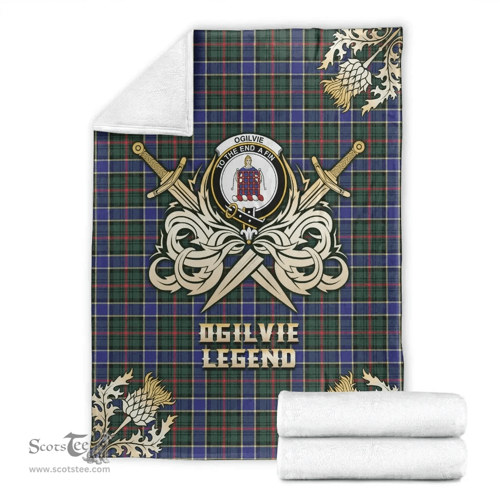 Scottish Premium Blanket Ogilvie Hunting Modern Clan Tartan Blanket - Gold Courage Style Scottish Plaid Tartan Plaid