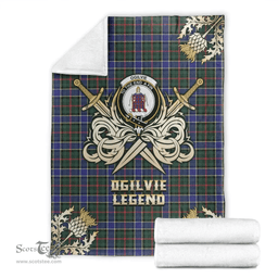 Scottish Premium Blanket Ogilvie Hunting Modern Clan Tartan Blanket - Gold Courage Style Scottish Plaid Tartan Plaid