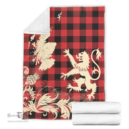 Scottish Robertson Weathered Clan Tartan Blanket -  Lion Thistle Map Style Scottish Plaid Tartan Plaid