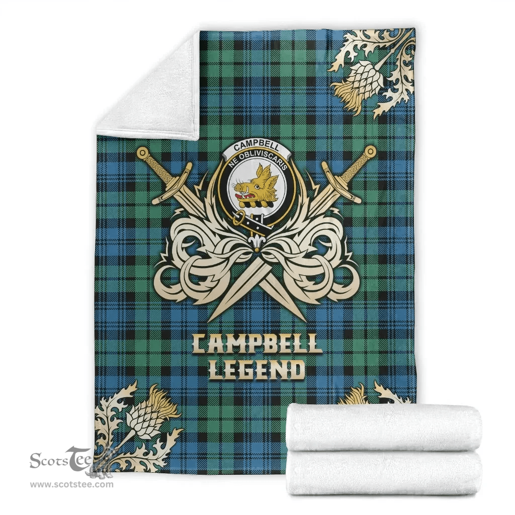 Scottish Premium Blanket Campbell Ancient 01 Clan Tartan Blanket - Gold Courage Style Scottish Plaid Tartan Plaid