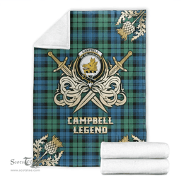 Scottish Premium Blanket Campbell Ancient 01 Clan Tartan Blanket - Gold Courage Style Scottish Plaid Tartan Plaid