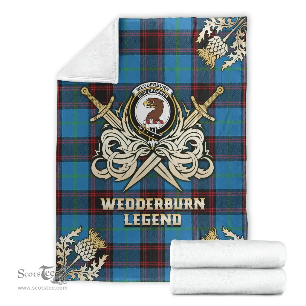 Scottish Premium Blanket Wedderburn Clan Tartan Blanket - Gold Courage Style Scottish Plaid Tartan Plaid