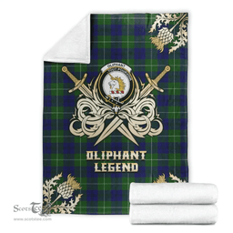 Scottish Premium Blanket Oliphant Modern Clan Tartan Blanket - Gold Courage Style Scottish Plaid Tartan Plaid