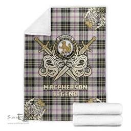 Scottish Premium Blanket MacPherson Dress Ancient Clan Tartan Blanket - Gold Courage Style Scottish Plaid Tartan Plaid