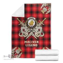 Scottish Premium Blanket MacIver Modern Clan Tartan Blanket - Gold Courage Style Scottish Plaid Tartan Plaid