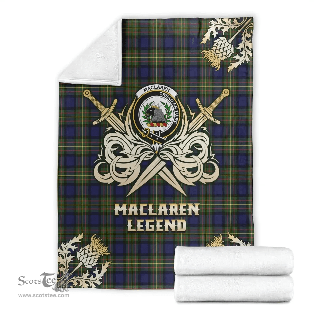 Scottish Premium Blanket MacLaren Modern Clan Tartan Blanket - Gold Courage Style Scottish Plaid Tartan Plaid