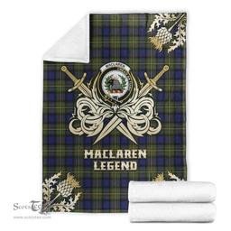 Scottish Premium Blanket MacLaren Modern Clan Tartan Blanket - Gold Courage Style Scottish Plaid Tartan Plaid