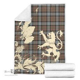 Scottish MacLaren Weathered Clan Tartan Blanket -  Lion Thistle Map Style Scottish Plaid Tartan Plaid