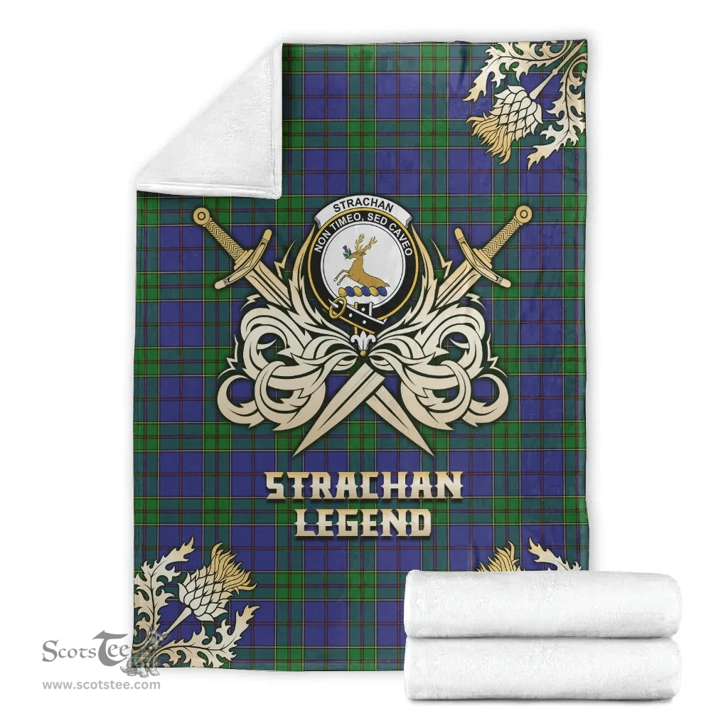 Scottish Premium Blanket Strachan Clan Tartan Blanket - Gold Courage Style Scottish Plaid Tartan Plaid