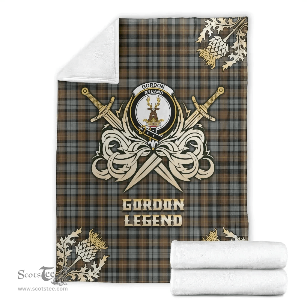 Scottish Premium Blanket Gordon Weathered Clan Tartan Blanket - Gold Courage Style Scottish Plaid Tartan Plaid