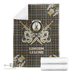 Scottish Premium Blanket Gordon Weathered Clan Tartan Blanket - Gold Courage Style Scottish Plaid Tartan Plaid