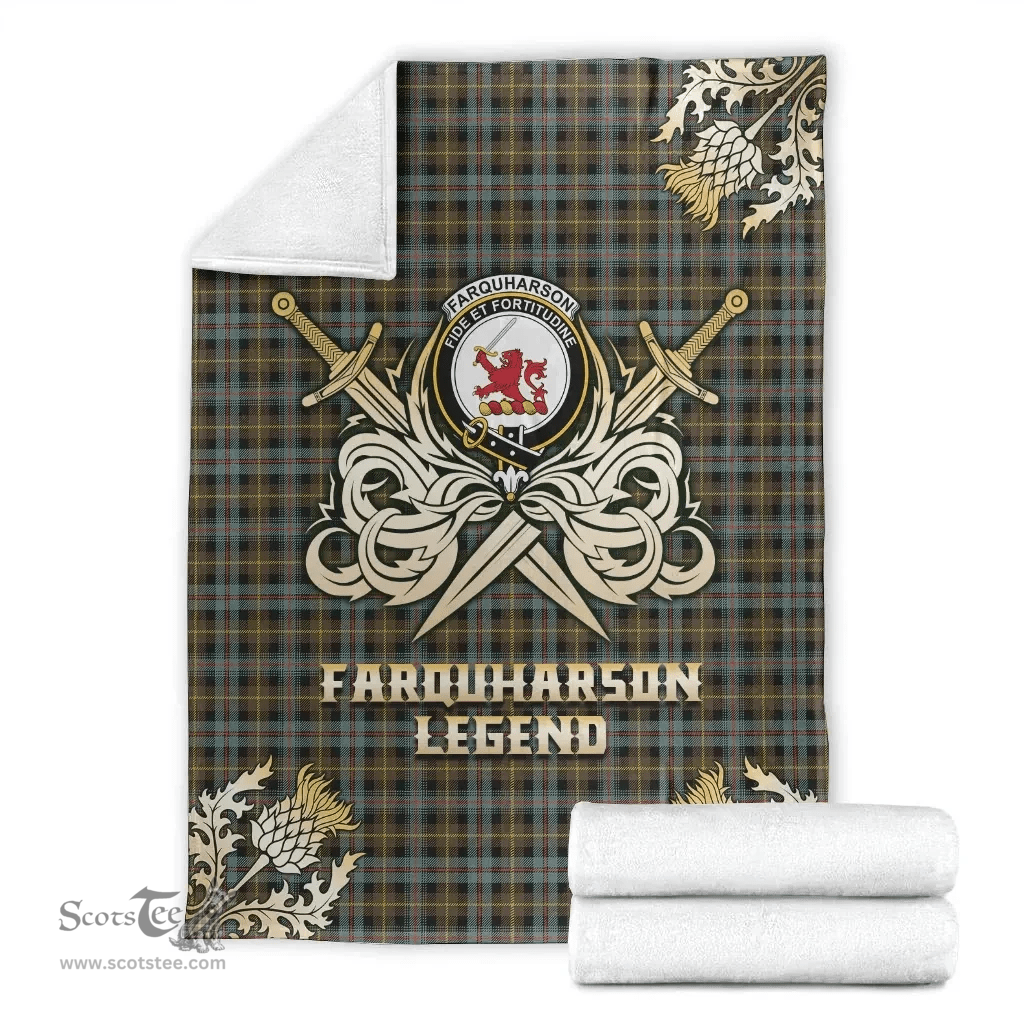 Scottish Premium Blanket Farquharson Weathered Clan Tartan Blanket - Gold Courage Style Scottish Plaid Tartan Plaid
