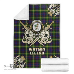 Scottish Premium Blanket Watson Modern Clan Tartan Blanket - Gold Courage Style Scottish Plaid Tartan Plaid
