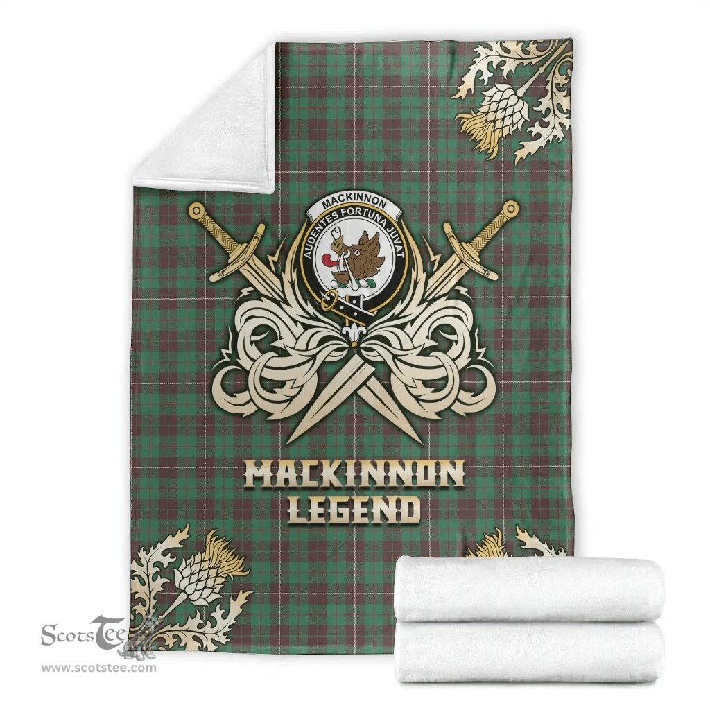 Scottish Premium Blanket MacKinnon Hunting Ancient Clan Tartan Blanket - Gold Courage Style Scottish Plaid Tartan Plaid