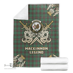 Scottish Premium Blanket MacKinnon Hunting Ancient Clan Tartan Blanket - Gold Courage Style Scottish Plaid Tartan Plaid