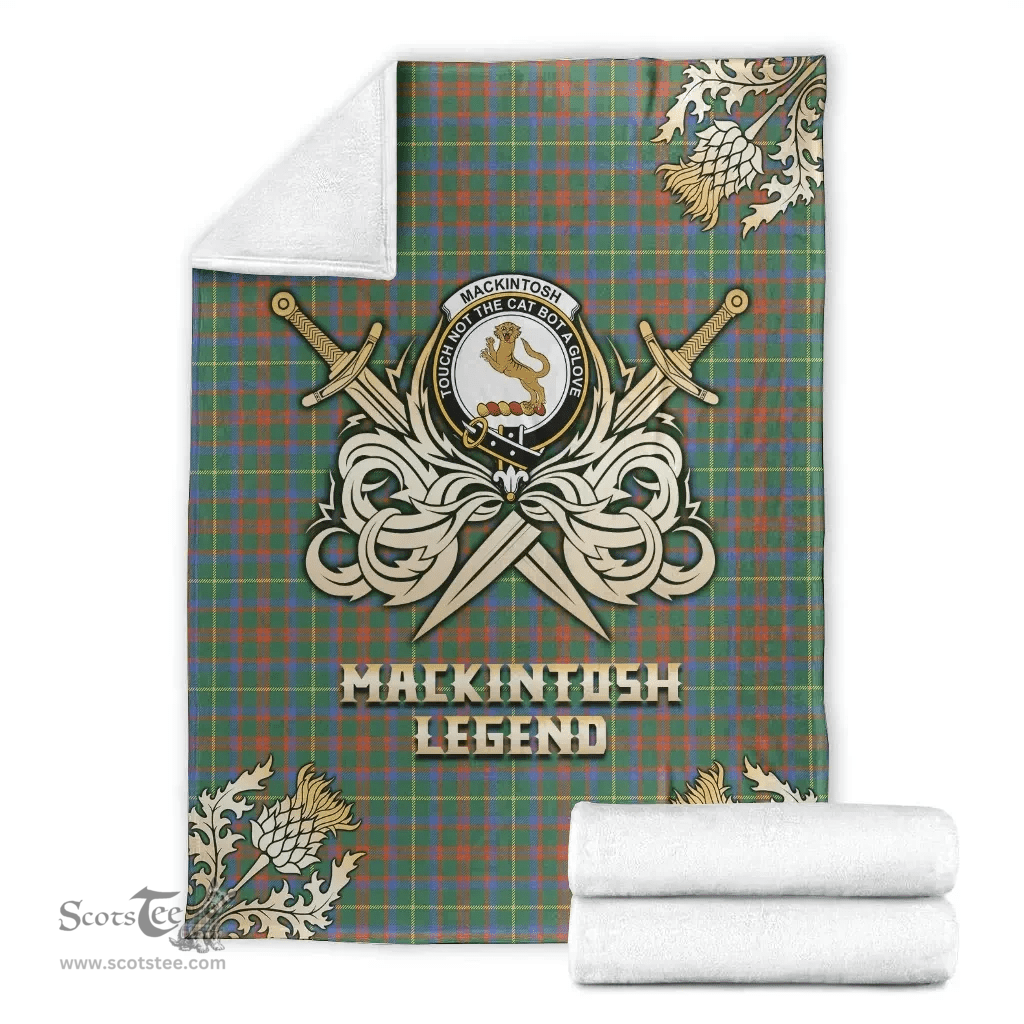 Scottish Premium Blanket MacKintosh Hunting Ancient Clan Tartan Blanket - Gold Courage Style Scottish Plaid Tartan Plaid