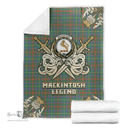 Scottish Premium Blanket MacKintosh Hunting Ancient Clan Tartan Blanket - Gold Courage Style Scottish Plaid Tartan Plaid