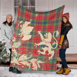 Scottish MacLean of Duart Modern Clan Tartan Blanket -  Lion Thistle Map Style Scottish Plaid Tartan Plaid