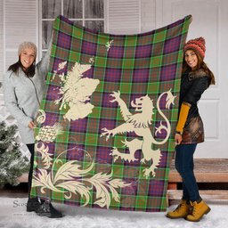 Scottish MacDonald of Clanranald Clan Tartan Blanket -  Lion Thistle Map Style Scottish Plaid Tartan Plaid
