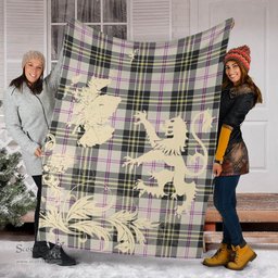 Scottish MacPherson Dress Ancient Clan Tartan Blanket -  Lion Thistle Map Style Scottish Plaid Tartan Plaid