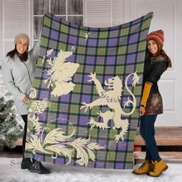 Scottish MacDonald Ancient Clan Tartan Blanket -  Lion Thistle Map Style Scottish Plaid Tartan Plaid