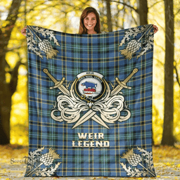 Scottish Premium Blanket Weir Ancient Clan Tartan Blanket - Gold Courage Style Scottish Plaid Tartan Plaid