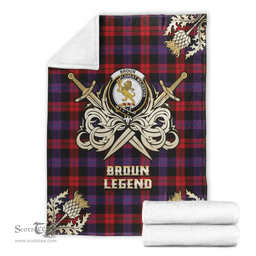 Scottish Premium Blanket Broun Modern Clan Tartan Blanket - Gold Courage Style Scottish Plaid Tartan Plaid