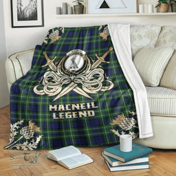 Scottish Premium Blanket MacNeil of Colonsay Modern Clan Tartan Blanket - Gold Courage Style Scottish Plaid Tartan Plaid
