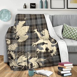 Scottish MacKay Weathered Clan Tartan Blanket -  Lion Thistle Map Style Scottish Plaid Tartan Plaid