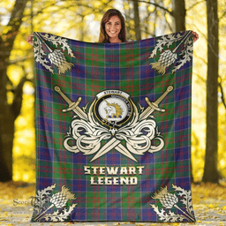 Scottish Premium Blanket Stewart of Appin Hunting Modern Clan Tartan Blanket - Gold Courage Style Scottish Plaid Tartan Plaid
