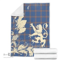 Scottish MacLaine of Loch Buie Hunting Ancient Clan Tartan Blanket -  Lion Thistle Map Style Scottish Plaid Tartan Plaid
