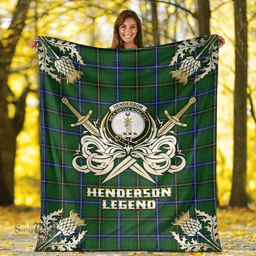 Scottish Premium Blanket Henderson Modern Clan Tartan Blanket - Gold Courage Style Scottish Plaid Tartan Plaid