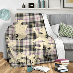 Scottish MacPherson Dress Ancient Clan Tartan Blanket -  Lion Thistle Map Style Scottish Plaid Tartan Plaid