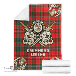 Scottish Premium Blanket Drummond of Perth Clan Tartan Blanket - Gold Courage Style Scottish Plaid Tartan Plaid