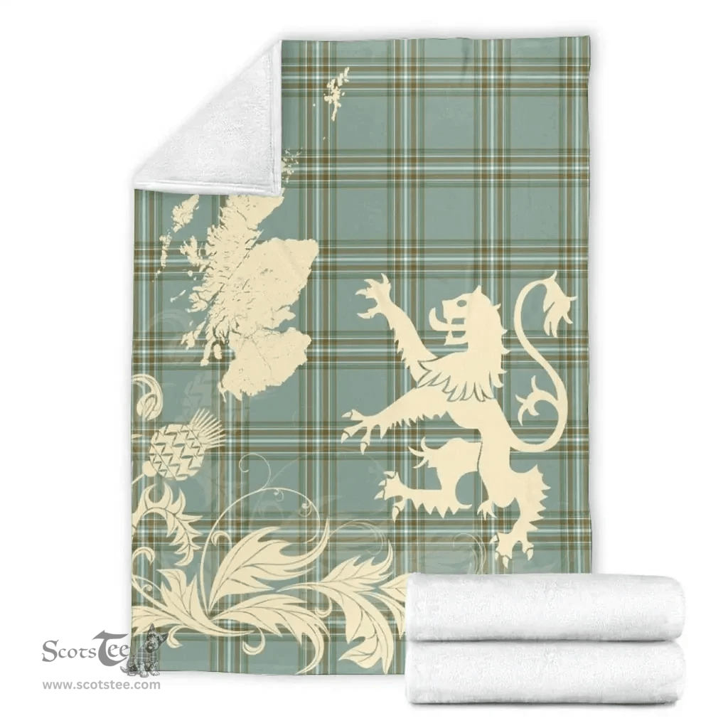 Scottish Kelly Dress Clan Tartan Blanket -  Lion Thistle Map Style Scottish Plaid Tartan Plaid