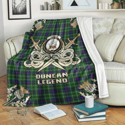 Scottish Premium Blanket Duncan Modern Clan Tartan Blanket - Gold Courage Style Scottish Plaid Tartan Plaid
