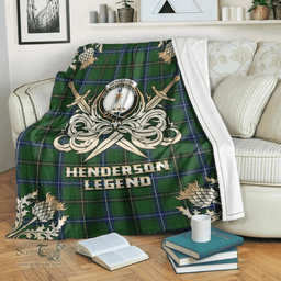 Scottish Premium Blanket Henderson Modern Clan Tartan Blanket - Gold Courage Style Scottish Plaid Tartan Plaid