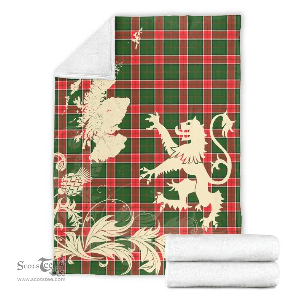 Scottish Pollock Modern Clan Tartan Blanket -  Lion Thistle Map Style Scottish Plaid Tartan Plaid