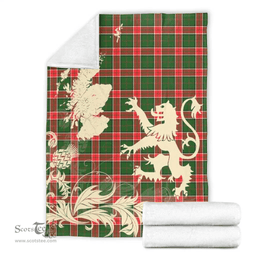 Scottish Pollock Modern Clan Tartan Blanket -  Lion Thistle Map Style Scottish Plaid Tartan Plaid