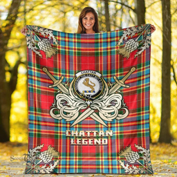 Scottish Premium Blanket Chattan Clan Tartan Blanket - Gold Courage Style Scottish Plaid Tartan Plaid