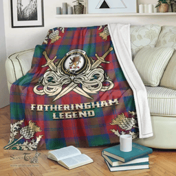 Scottish Premium Blanket Fotheringham Modern Clan Tartan Blanket - Gold Courage Style Scottish Plaid Tartan Plaid