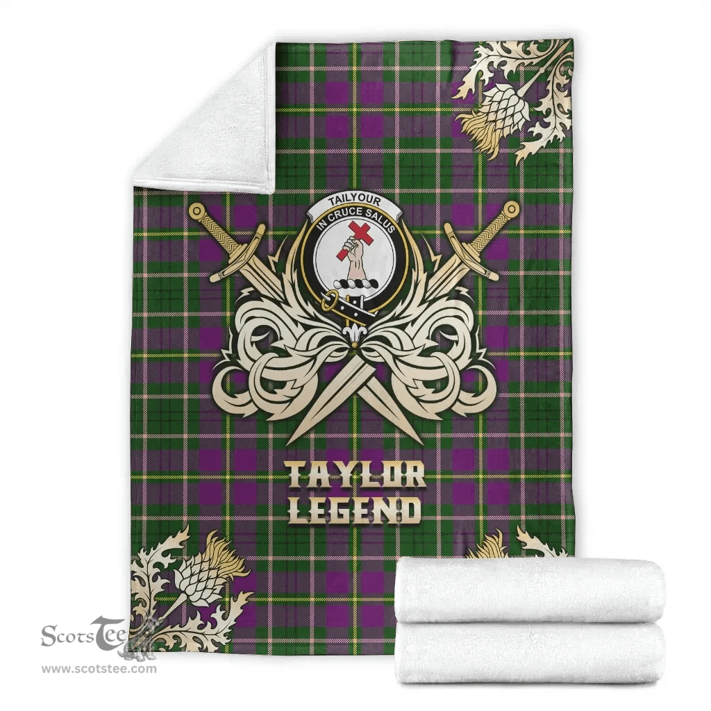 Scottish Premium Blanket Taylor Clan Tartan Blanket - Gold Courage Style Scottish Plaid Tartan Plaid