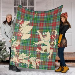 Scottish Muirhead Clan Tartan Blanket -  Lion Thistle Map Style Scottish Plaid Tartan Plaid