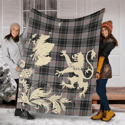 Scottish Moffat Modern Clan Tartan Blanket -  Lion Thistle Map Style Scottish Plaid Tartan Plaid