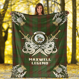 Scottish Premium Blanket Maxwell Hunting Clan Tartan Blanket - Gold Courage Style Scottish Plaid Tartan Plaid