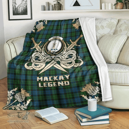 Scottish Premium Blanket MacKay Modern Clan Tartan Blanket - Gold Courage Style Scottish Plaid Tartan Plaid