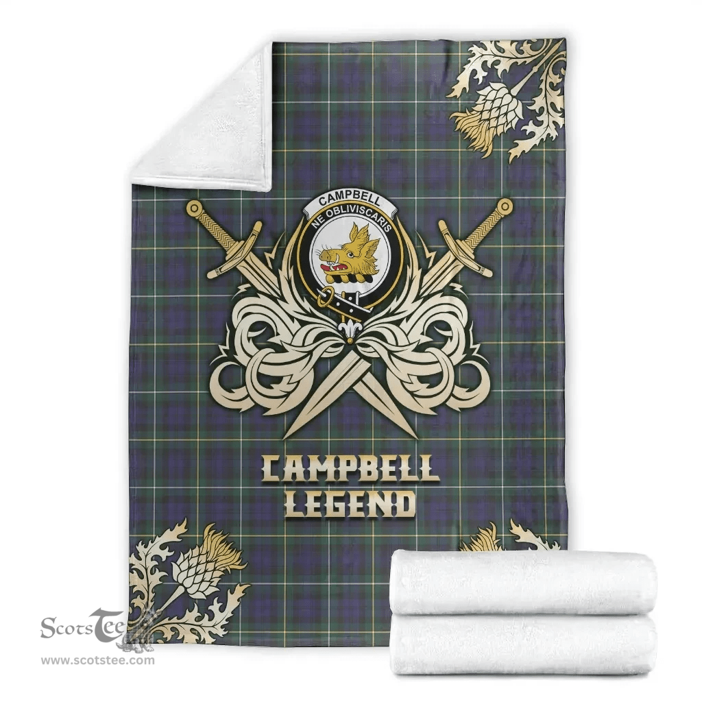 Scottish Premium Blanket Campbell Argyll Modern Clan Tartan Blanket - Gold Courage Style Scottish Plaid Tartan Plaid